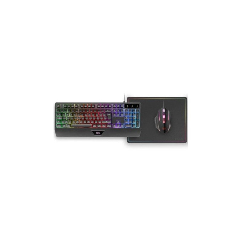 Pack Gaming con Cable MARS GAMING MCP124ES - Teclado · Ratón Óptico · Alfombrilla · Negro