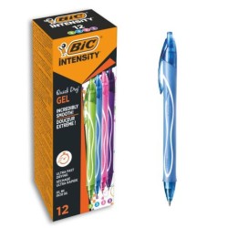 Boligrafos BIC GEL-OCITY · Turquesa · Verde Lima · Rosa · Lila · Caja 12 Unidades