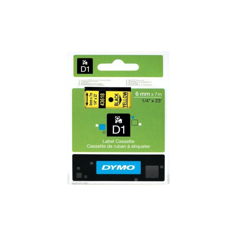 Cinta Original DYMO S0720790 Negro sobre Amarillo 6mm x 7m - S0720790