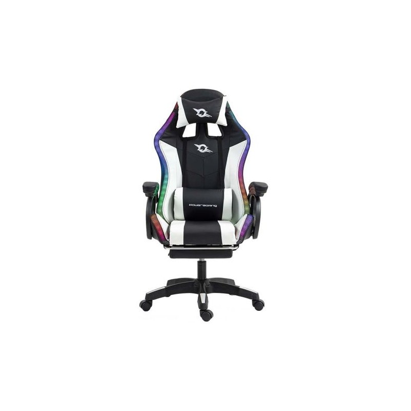 Silla Gaming POWERGAMING - Diseño Ergonómico · Reposapies · Negro/Blanco