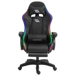 Silla Gaming POWERGAMING - Diseño Ergonómico · Reposapies · Luz RGB · Negro
