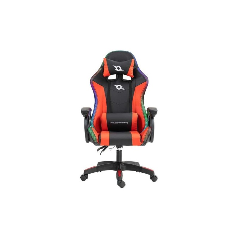 Silla Gaming POWERGAMING - Diseño Ergonómico · Reposapies · Luces RGB · Rojo/Negro