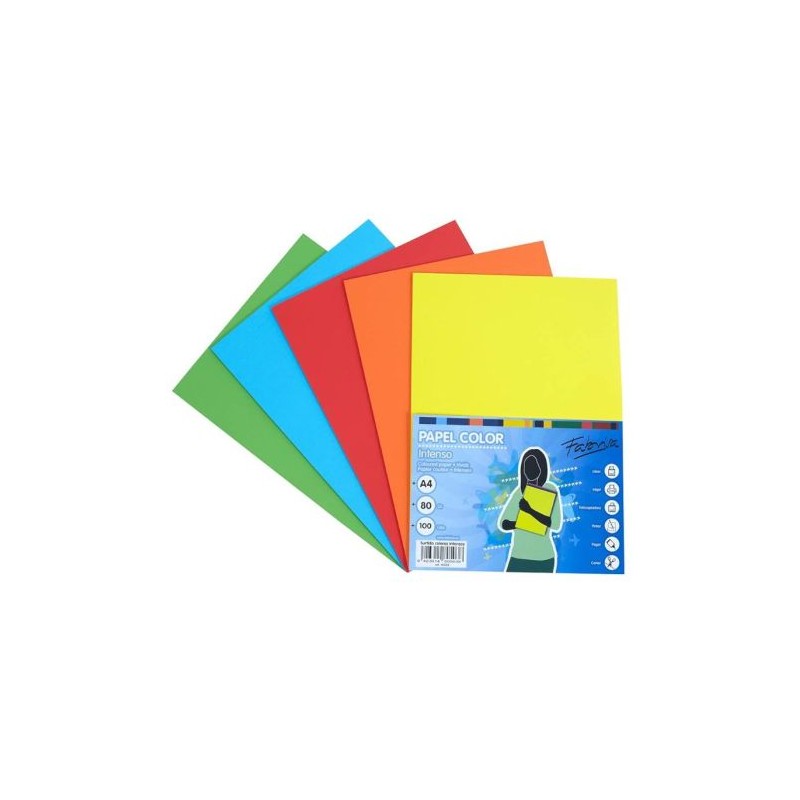 Papel FABRISA 16328 - DIN A4 · 80gr · Surtido 5 Colores · 100 hojas