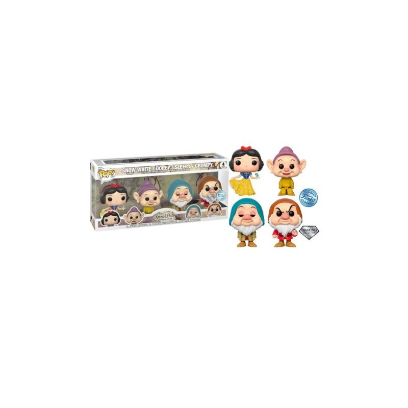 Pack 4 FUNKO POP Blancanieves, Dopey, Sleepy y Gumpy - Blancanieves Edición Especial Brillante - 889698772075