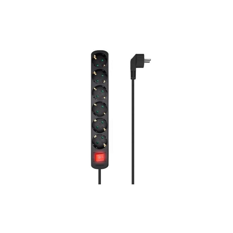 Regleta AISENS A154-0536 - 6xSchuko · 1.4m · Negro