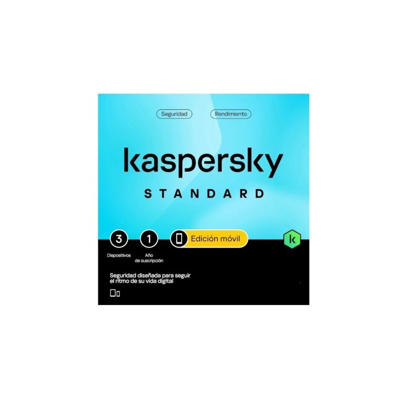 Antivirus KASPERSKY Standard KL1048S5CFS-MINI-ES - Edición Móvil · 3 Dispositivos · 1 Año