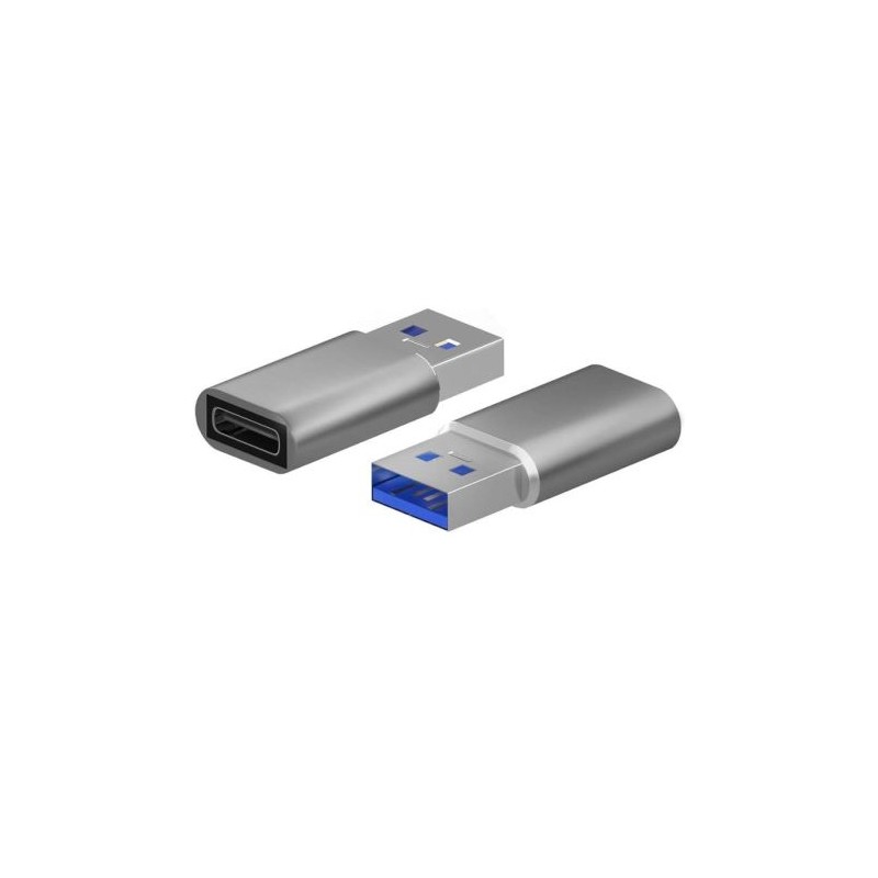 Mini Adaptador USB 3.2 Tipo C/H a USB Tipo A/M - Gris