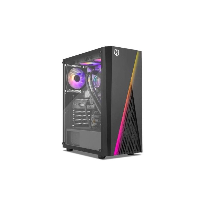Caja Semitorre Gaming NOX Hummer Frost - ATX · Micro-ATX · 3x3.5 · 3x2.5 · USB 3.0 · USB 2.0 · ARGB · Negro