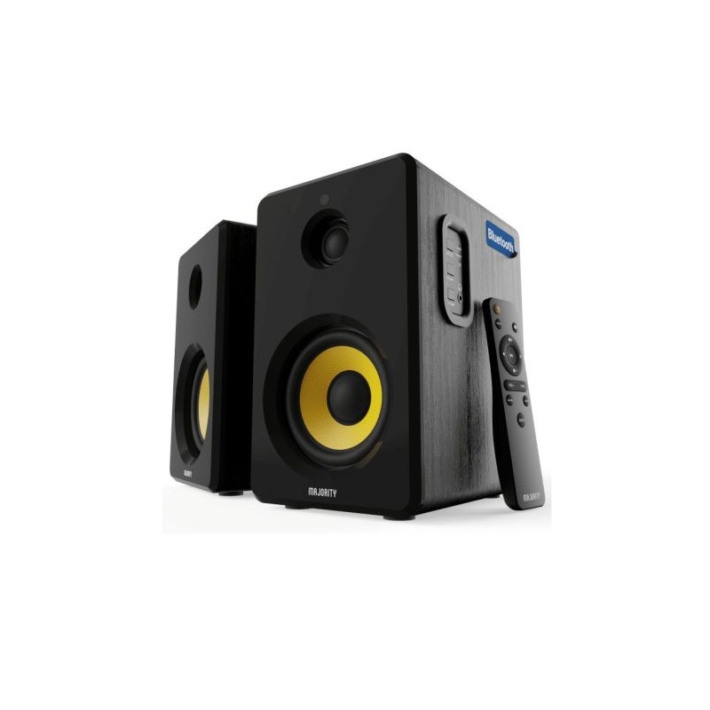 Pack 2 Altavoz Amplificador MAJORITY D40X - BT/Jack 3.5mm/USB/RCA · 70W · Negro