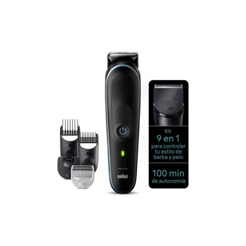 Recortadora  9 en 1 BRAUN Series 5 MGK5411 - Bat. · Resistencia al Agua · Negro