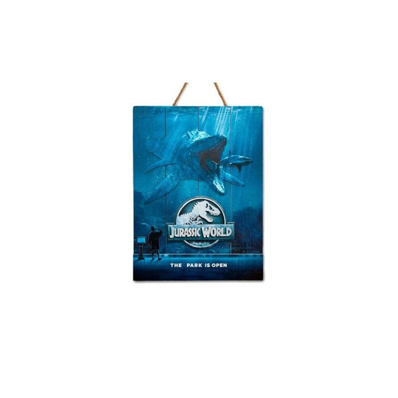 Cartel de Madera WOODART - Jurassic Wold Parck · Ingles