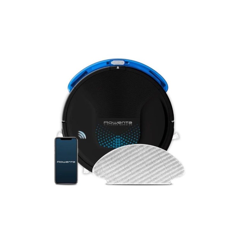 Robot Aspirador ROWENTA Explorer Serie 45 RR8275WH - Mop/Friegasuelos · WiFi · Bat. 2,5h · Negro