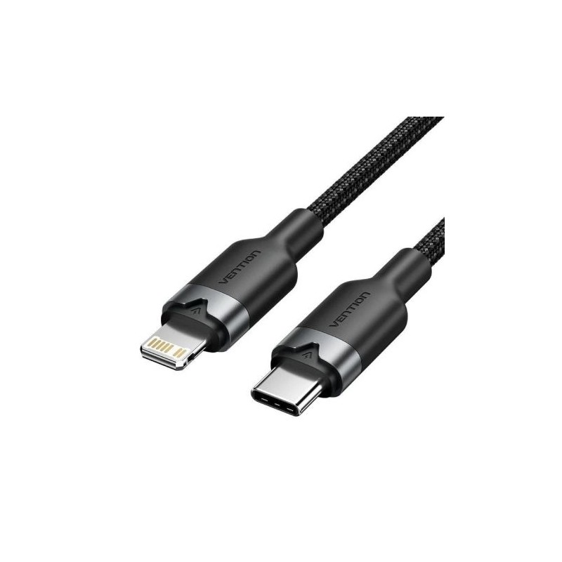 Cable USB Tipo C/M a Lightning/M - 1m · Negro