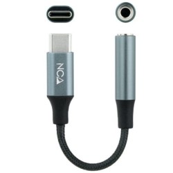 Cable Conversor de Audio USB Tipo C/M a Jack 3.5mm/H - 0.11m · Negro · Gris