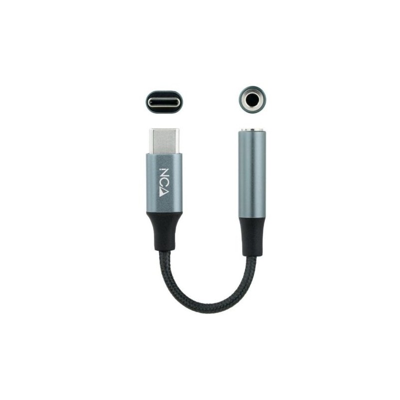 Cable Conversor de Audio USB Tipo C/M a Jack 3.5mm/H - 0.11m · Negro · Gris