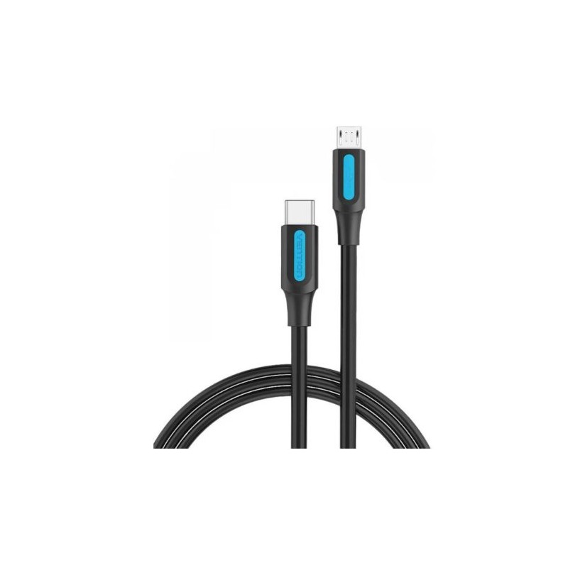 Cable USB 2.0 Tipo C/M a MicroUSB /M - 0.5m · Negro