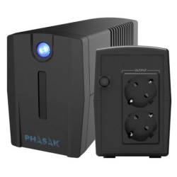 SAI Línea Interactiva PHASAK PH 7288 - 480W · 2xSchuko · Negro