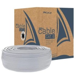 Bobina de Cable de Red RJ45 Cat 6 UTP CCA Sólido - 305m · Gris