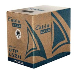 Bobina de Cable de Red RJ45 Cat 6 UTP CCA Sólido LSZH - 305m · Gris