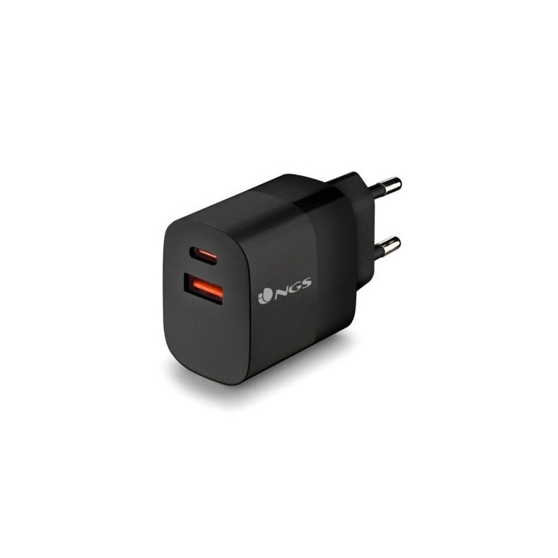 Cargador de Pared NGS BUD - 45W · USB Tipo C · USB Tipo A · Negro