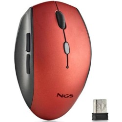 Ratón Inalámbrico Ergonomico NGS Bee -USB · 1600DPI · Rojo
