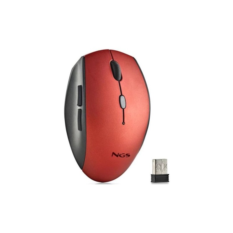 Ratón Inalámbrico Ergonomico NGS Bee -USB · 1600DPI · Rojo