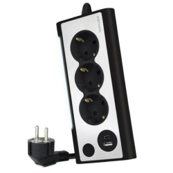 Regleta con Interruptor NANOCABLE - 3xSchuko · 1xUSB · 1xUSB Tipo C · 1.5m · Negro
