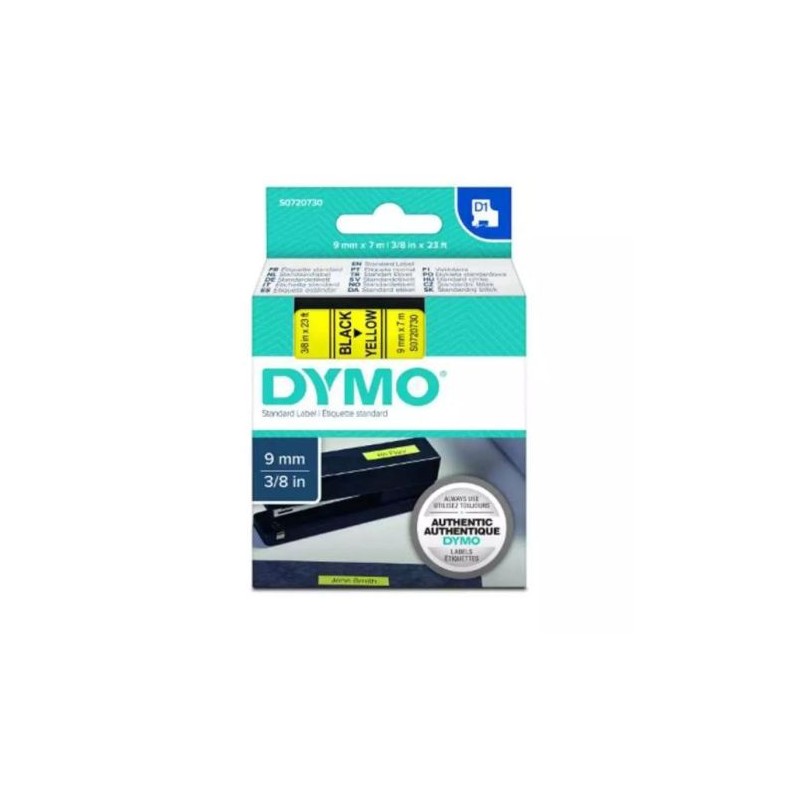 Cinta de Transferencia Térmica DYMO D1 70918 9mm x 7mm Negro sobre Amarillo - S0720730