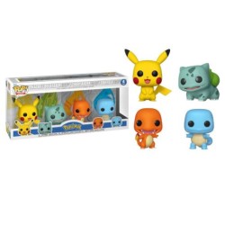 Pack 4 FUNKO POP Pikachu, Bulbasaur, Charmander y Squirtle - Pokémon Edición Especial - 889698844635