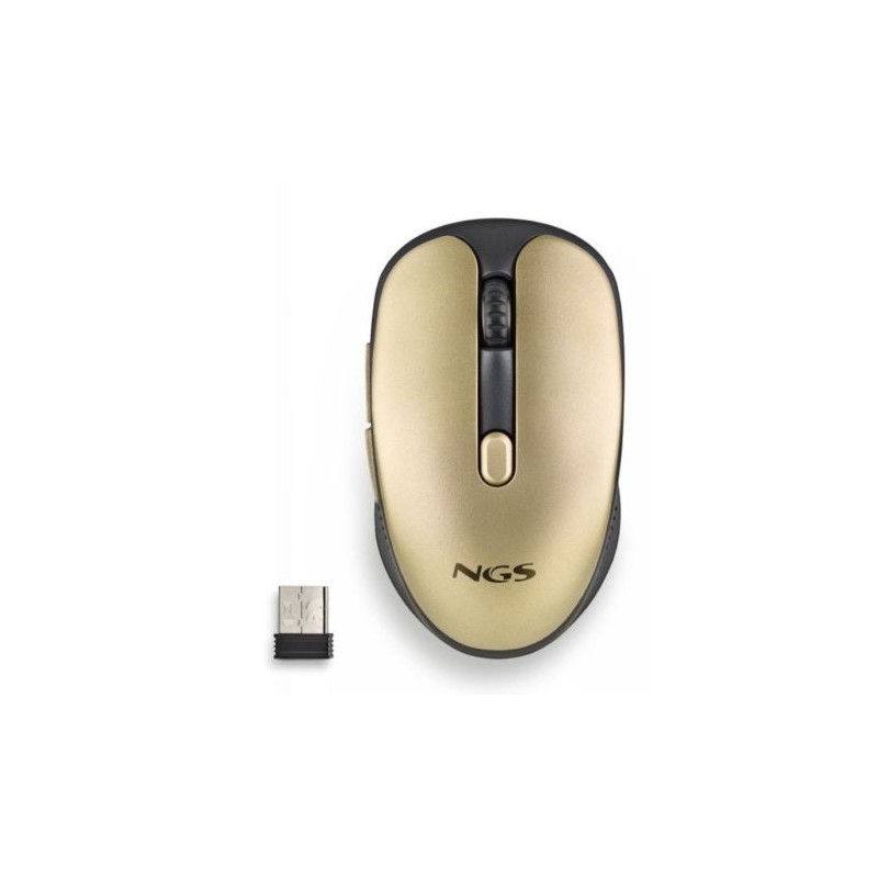 Ratón Inalámbrico Ergonomico NGS Wireless Evorustgold - USB · 1600DPI · Silencioso · Oro