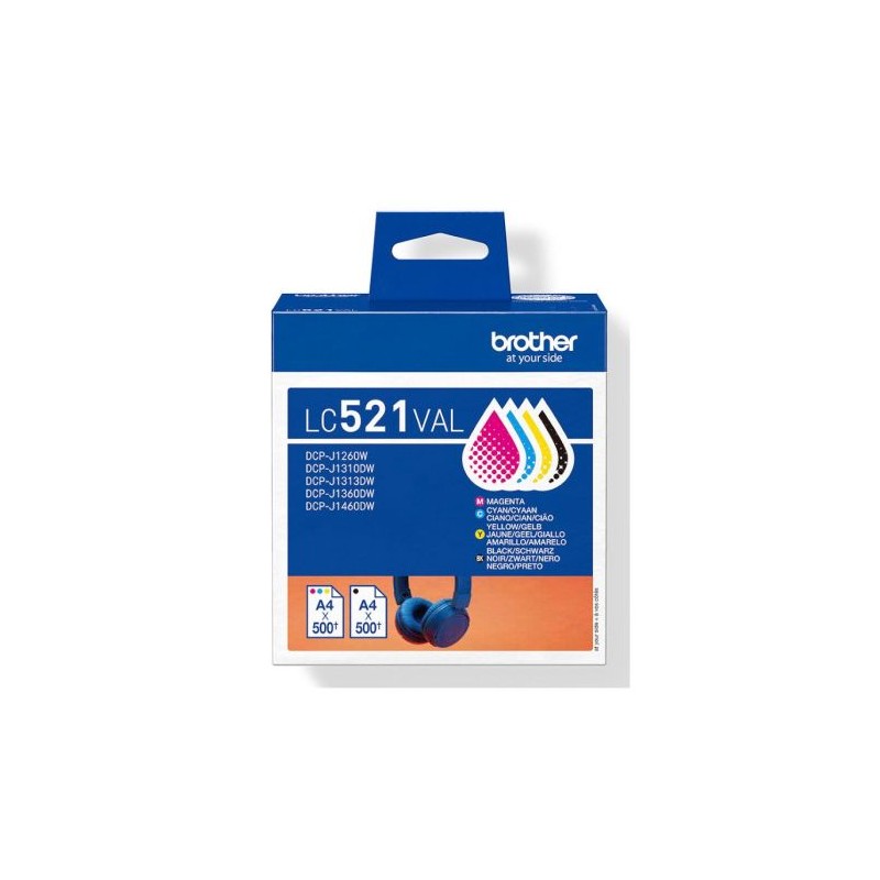 Pack 4 Cartuchos Originales BROTHER LC521 BK+C+M+Y - LC521VAL [PAG-500]
