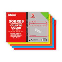 SOBRE COLORES 162x229mm x 5uni.