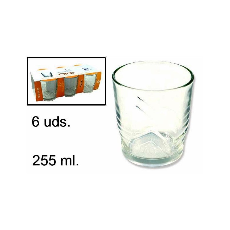 VASOS AGUA OLAS TRANSPARENTE X6 255 ml
