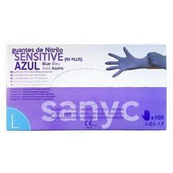 PAQUETE DE 100 GUANTES NITRILO SENSITIVE S/P  T-G P-100 EXAMEN SANICEN GU105