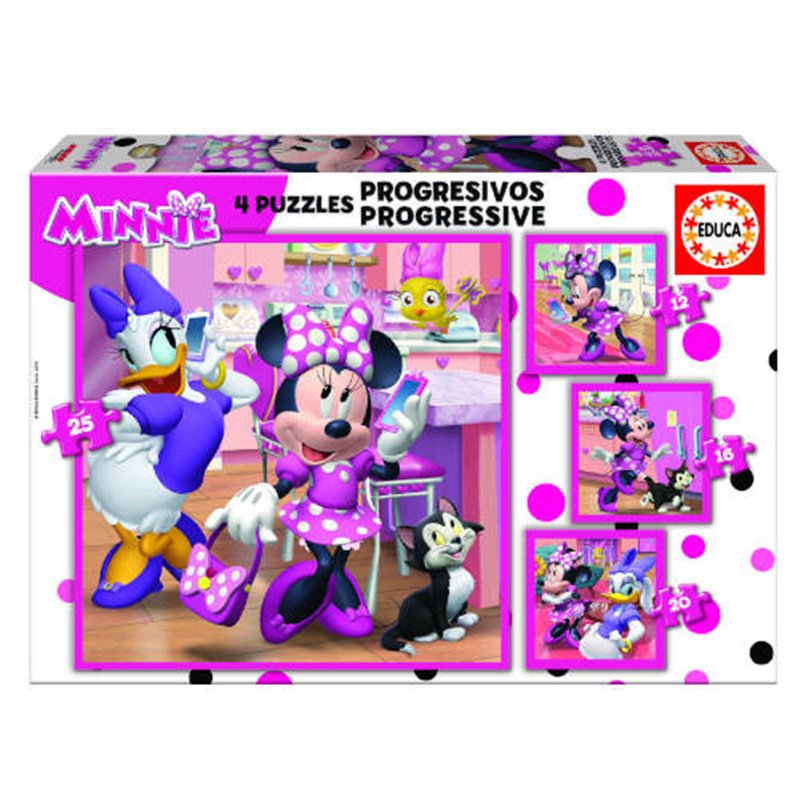 PUZZLE PROGRESIVOS MINNIE HAPPY HELPERS 12-16-20-25 DE 3-5 AÑOS EDUCA BORRAS 17630