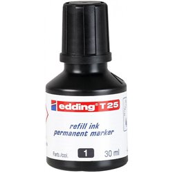 FRASCO TINTA PARA RELLENAR 25ML NEGRO EDDING T25-001