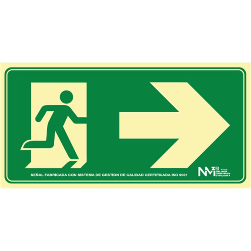 SEÑAL HOMOLOGADA SEGURIDAD SALIDA EMERGENCIA DERECHA 320x160MM PVC VERDE ARCHIVO2000 6170-16H VE
