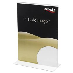 EXPOSITOR DE SOBREMESA EN FORMA T A 2 CARAS POLIESTIRENO A6 VERTICAL DEFLECTO 684301