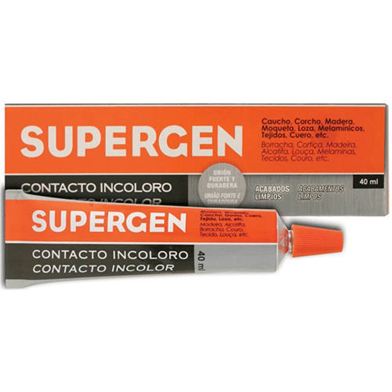 ADHESIVO DE CONTACTO INCOLORO EN TUBO TIPO CLASICO 40ML. SUPERGEN 62601-00000-04