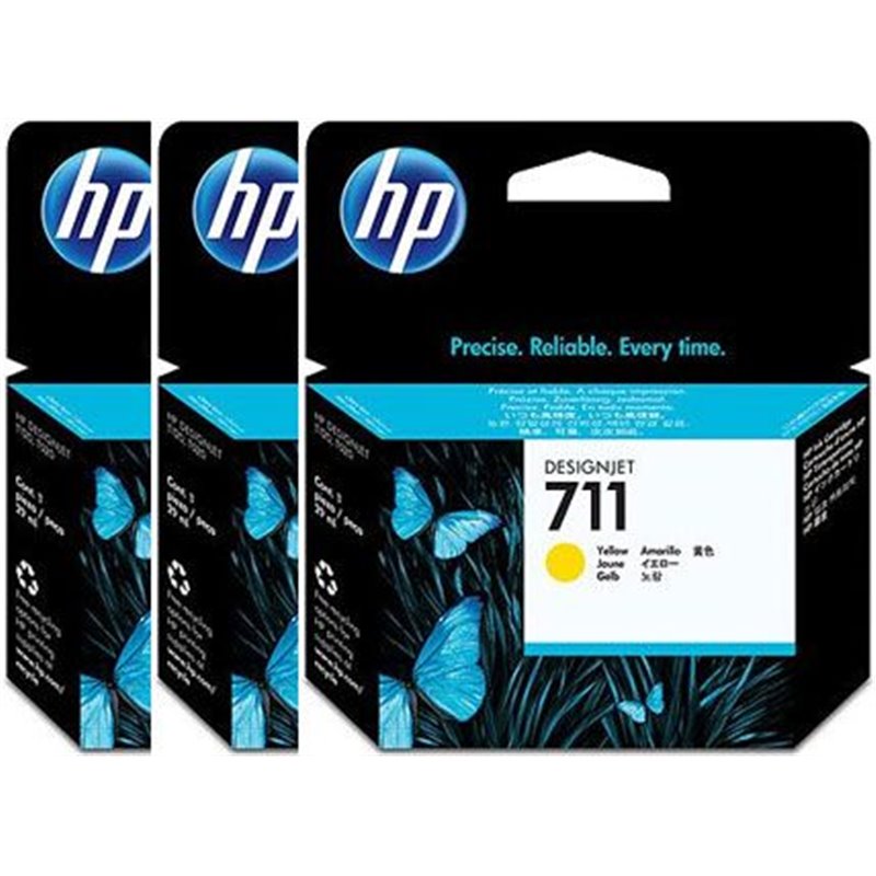 HP Pack de ahorro de 3 cartuchos de tinta DesignJet 711 amarillo de 29 ml