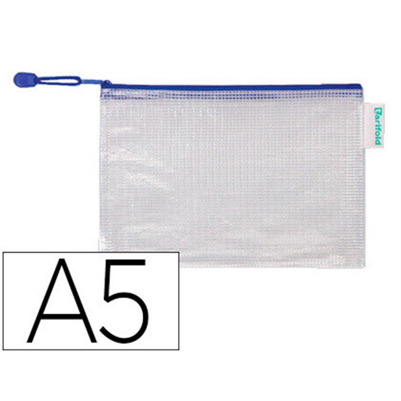 PACK DE 8 BOLSAS ZIPPER MULTIUSOS PVC - CON CIERRE CREMALLERA A5 COLOR AZUL TARIFOLD 509021