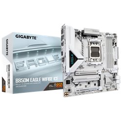 PLACA GIGABYTE B850M EAGLE WIFI6E ICE (BLANCO),AMD,AM5,B850,4DDR5,256GB,1HDMI+1DP,4SATA3+3M.2,GBELAN+WIFI6E+BT5.3,4USB3.2,MATX