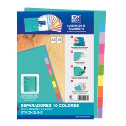 SEPARADORES CARTULINA STRONGLINE A4 10 POSICIONES - 10 COLORES OXFORD 400149957