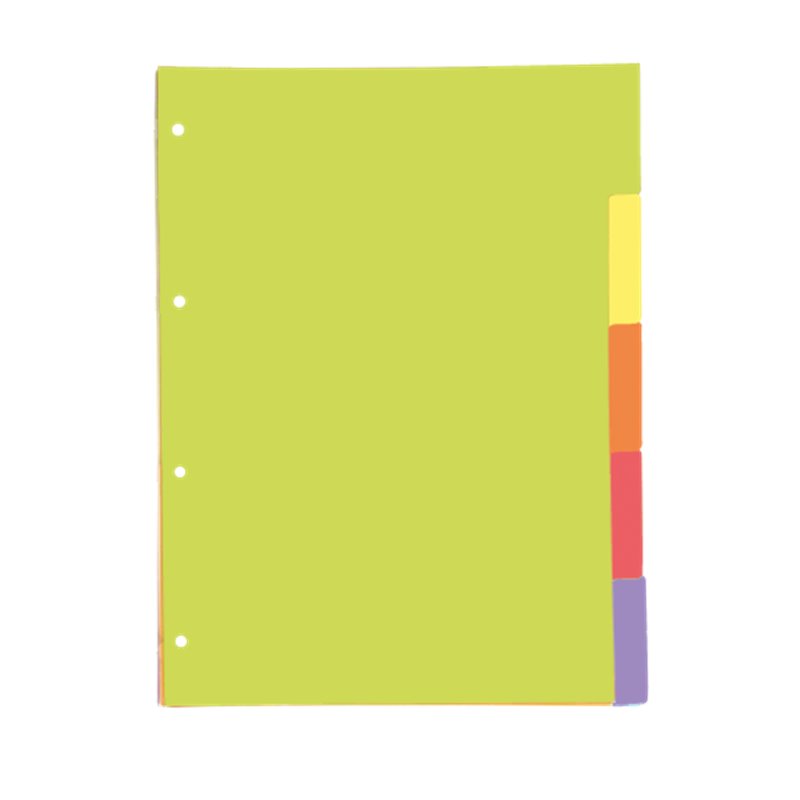 SEPARADORES CARTULINA STRONGLINE A4 5 POSICIONES - 5 COLORES VIVOS OXFORD 400149955