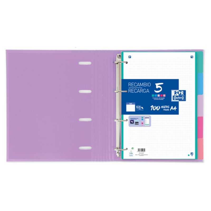 SEPARADORES CARTULINA STRONGLINE A4 5 POSICIONES - 5 COLORES PASTEL OXFORD 400149956