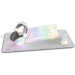KROM KLASS | PACK 4 en 1 RGB BLANCO KIT DE TECLADO, RATON, ALFOMBRILLA Y AURICULARES GAMING