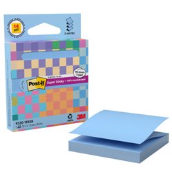 DISPENSADOR DE CARTON 90 HOJAS Z-NOTES RECICLADO SUPER STICKY 76X76 MM AZUL LAVADO R330-1RSSB POST-IT 7100399315
