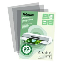 PACK 100 FUNDAS DE PLASTIFICAR RECICLADAS BRILLO A4 FELLOWES 100142987