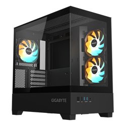 GIGABYTE C201 PANORAMIC Caja de PC – Torre Media, m-ATX, soporte para radiador de 360 mm, 3 ventiladores preinstalados, USB 3.0,