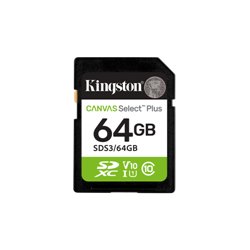 Kingston Technology 64 GB SDXC Canvas Select Plus Gen3 100 MB/s C10 UHS-I U1 V10